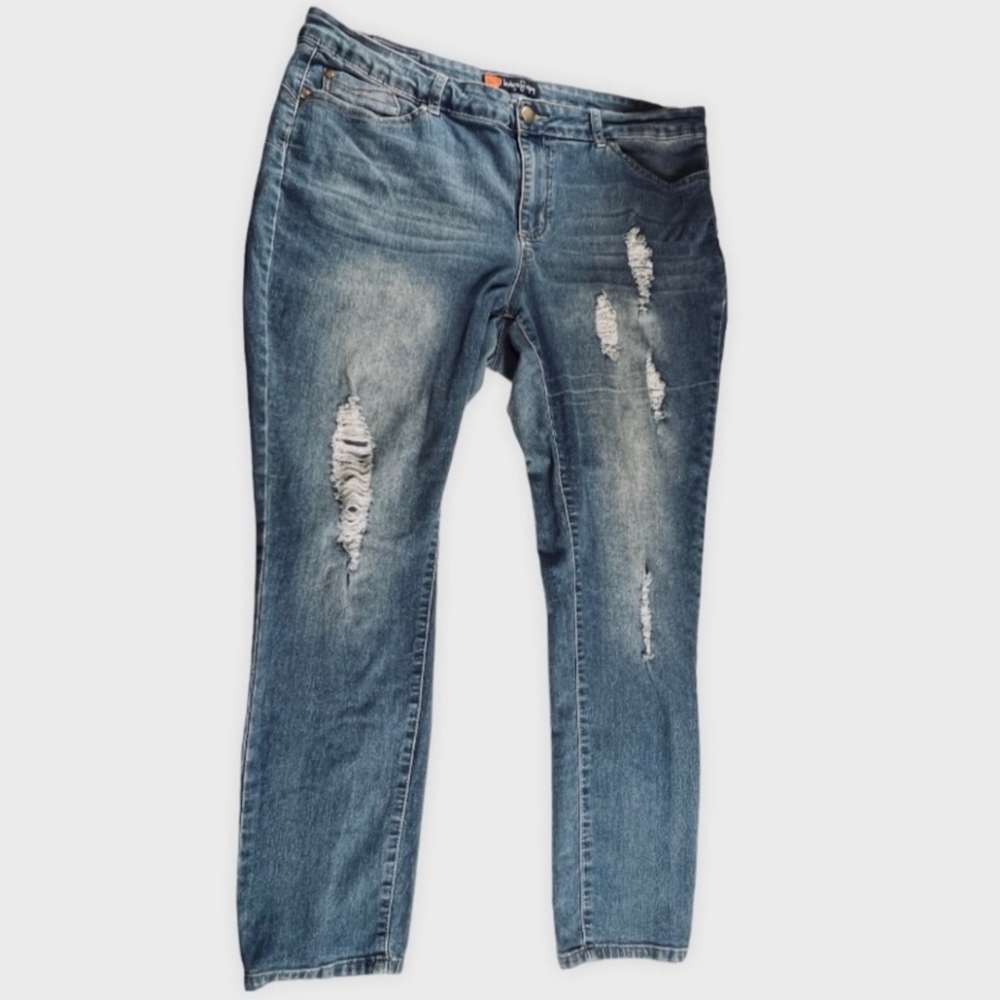 Indigo Poppy Distressed Skinny Jeans